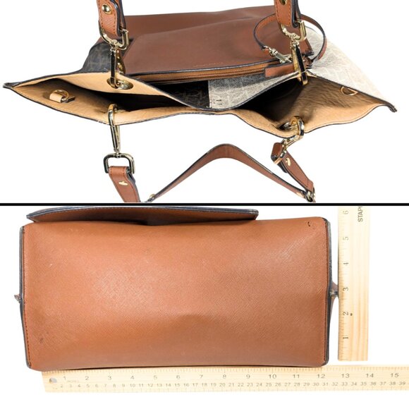 Calvin Klein Signature Sonoma Brown White Colorblock Tote w/Brow Zip Wristlet - Picture 5 of 10